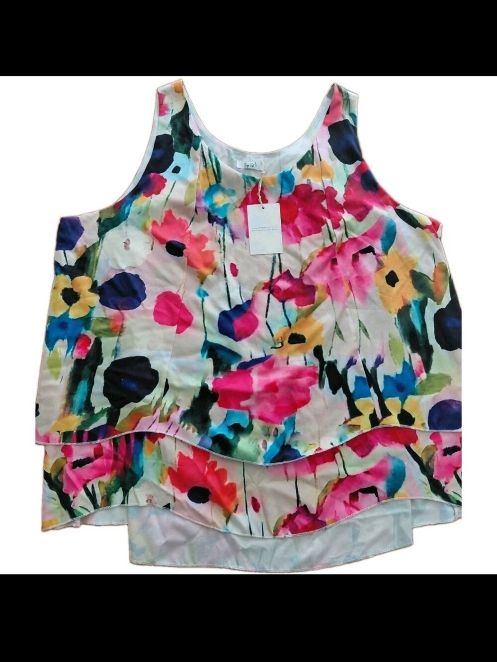 NEW Floral Watercolor Tank Top - Multicolor 2XL